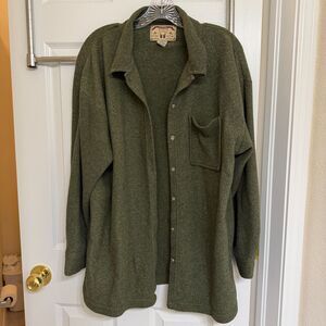 Vintage Olive Green Fleece Button Down Shirt